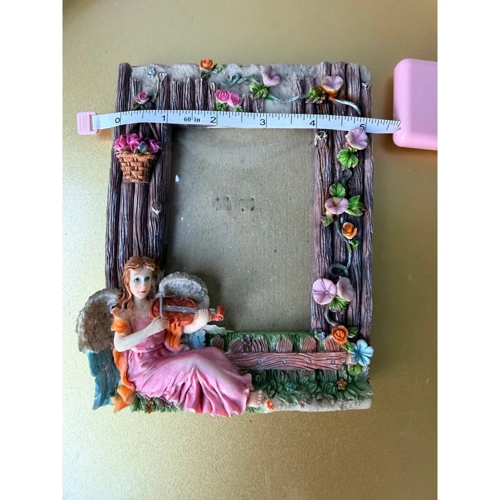 Fairy Angel Violinist Resin Picture Frame 3.5x5 Whimsical Cottagecore Decor